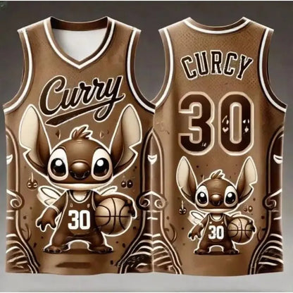 Summer New Girls Women's 3d Printed Stitch Boys Training Men's Sports Sleeveless Vest NO.30 Curry Basketball Tank Tops T-shirt