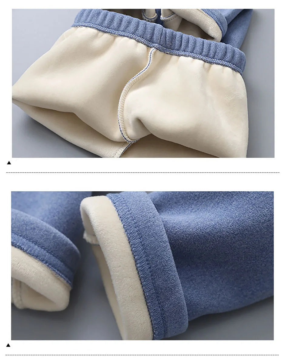 Extra Warm Plush Lined Children Striped Homewear Sleepwear Autumn and Winter Pajama Sets Suitable Kids Comfortable and Style