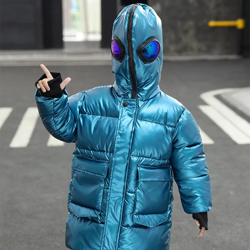 Boys Down Jacket Coat Overcoat Cotton 2022 Sliver Warm Plus Thicken Winter  Teenager Children's Clothing