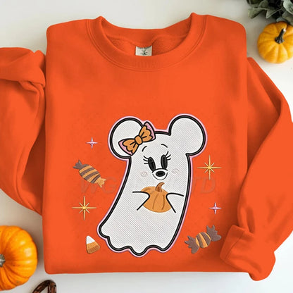 Couples Matching Halloween Sweatshirt Cartoon Cute Mickey Minnie Spooky Ghost Graphic Print Sweatshirts Halloween Couple Clothes