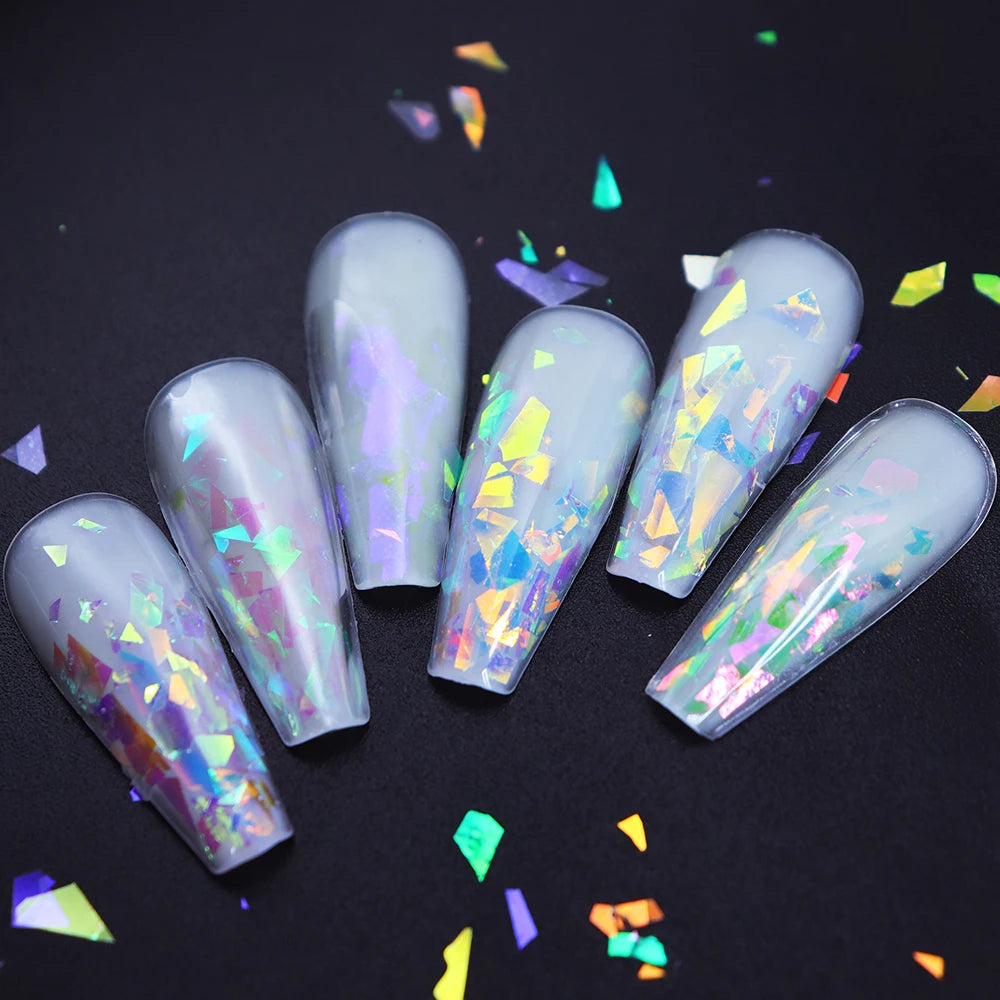 Iridescent Irregular Nail Glitter Flakes Nail Art Decoration AB Mermaid Broken Glass Foil For Manicure Design Nails Accessories