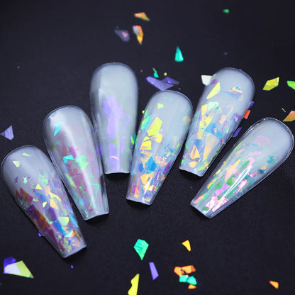 Iridescent Irregular Nail Glitter Flakes Nail Art Decoration AB Mermaid Broken Glass Foil For Manicure Design Nails Accessories
