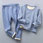 Extra Warm Plush Lined Children Striped Homewear Sleepwear Autumn and Winter Pajama Sets Suitable Kids Comfortable and Style