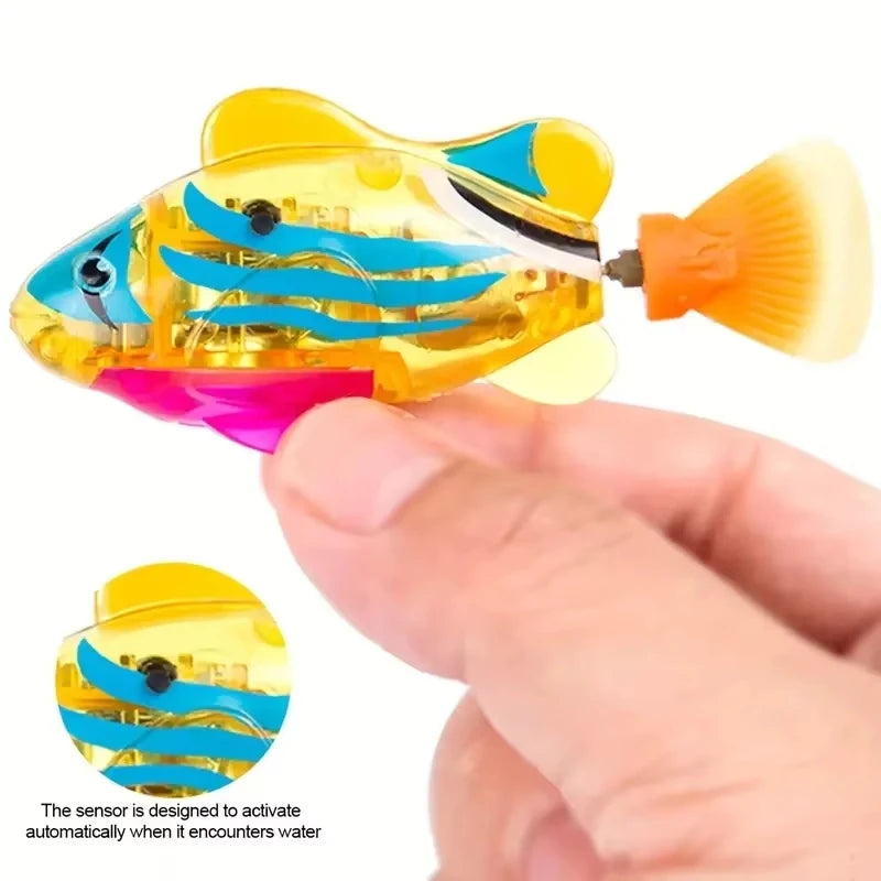 Luminous Kids Toys Electronic Swimming Fish Activated Glow Pet Toy for Kids & Cats, Bath/Pool Interactive Toy, Baby Shower Gift
