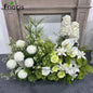 Green Plants Leaf Rose Flower Row Wedding Silk Table Floral Commercial Plaza Partition Hotel Scene Layout Floor Flowers Decor