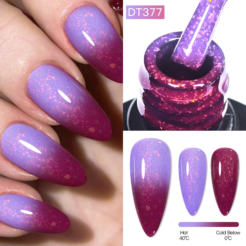 MEET ACROSS 75 Colors Thermal Nail Gel Polish 3 Colors Changing Nail Art Supplies for Manicure DIY Design Long Lasting UV/LED