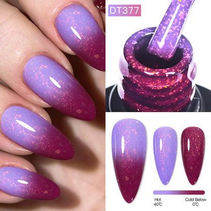 MEET ACROSS 75 Colors Thermal Nail Gel Polish 3 Colors Changing Nail Art Supplies for Manicure DIY Design Long Lasting UV/LED