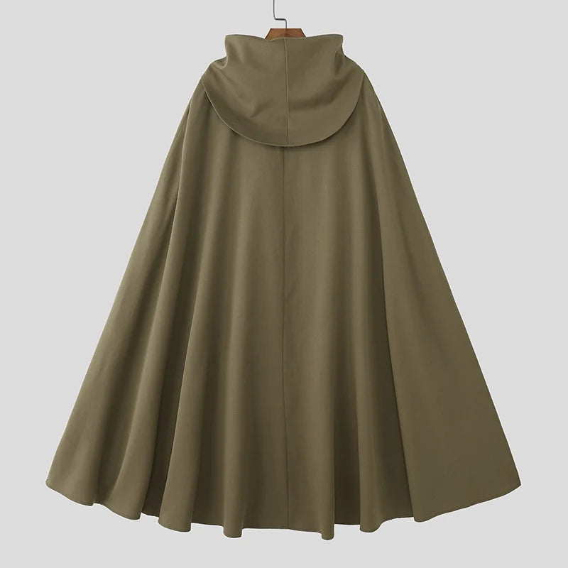 INCERUN Men Cloak Cape Solid Color Loose Casual Male Irregular Trench Streetwear 2025 Fashion Coats Long Style Ponchos Men