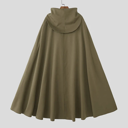 INCERUN Men Cloak Cape Solid Color Loose Casual Male Irregular Trench Streetwear 2025 Fashion Coats Long Style Ponchos Men