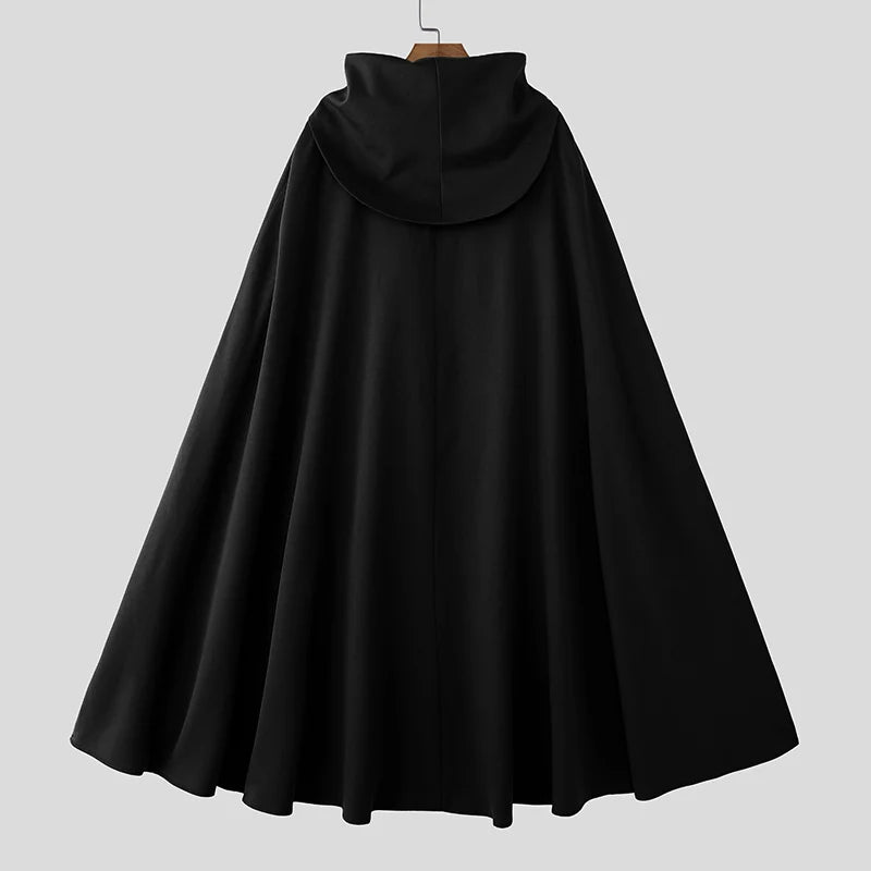 INCERUN Men Cloak Cape Solid Color Loose Casual Male Irregular Trench Streetwear 2025 Fashion Coats Long Style Ponchos Men