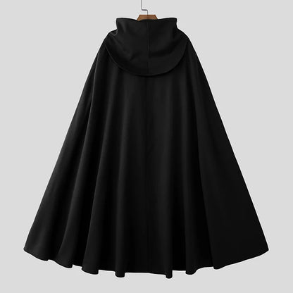 INCERUN Men Cloak Cape Solid Color Loose Casual Male Irregular Trench Streetwear 2025 Fashion Coats Long Style Ponchos Men