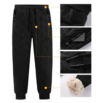 Thick Warm Pants Men Winter Windproof Outdoor Sports Trousers Men's Pants Fleece Lining Winter Thicken Fleece Sweatpants for Men