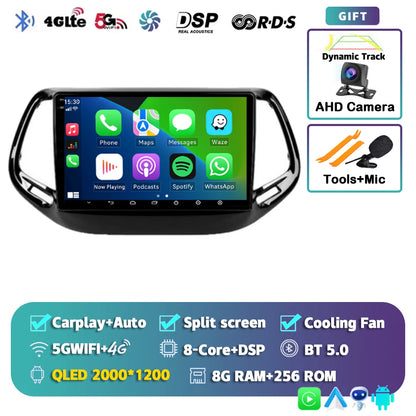 Android 15 Car Radio Multimedia Player For Jeep Compass 2017 2018 2019 Auto Carplay Car Stereo DSP wifi+4G Ai voice 2 Din BT Gps