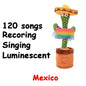 Dancing Cactus Toys Rechargeable Repeat Talking Plush Toy Singing Imitation Recording USB Baby Toy Early Education Funny Gifts