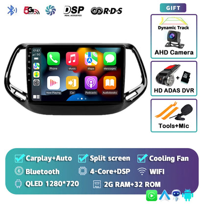 Android 15 Car Radio Multimedia Player For Jeep Compass 2017 2018 2019 Auto Carplay Car Stereo DSP wifi+4G Ai voice 2 Din BT Gps