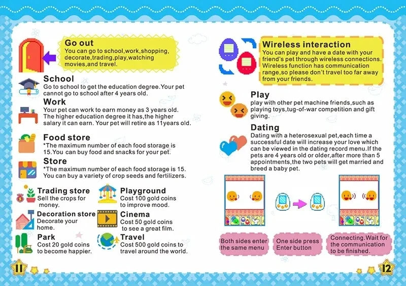 Electronic Virtual Pet With Color Screen Game Pocket Interactive Virtual Pet Dating Game Machine Kids Game Toys Girls