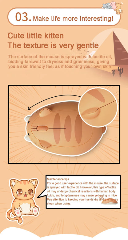 Cute Cat 2.4G Wireless Bluetooth Tri-mode Mouse Creative kitten Mause Ergonomic USB 1200 DPI Mice For PC Laptop Kid Friend Gifts