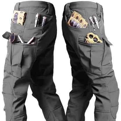Winter Tactical Pants Men Shark Skin Soft Shell Cargo Trousers Outdoor Multi-pocket Windproof Waterproof Combat Pant S-4XL