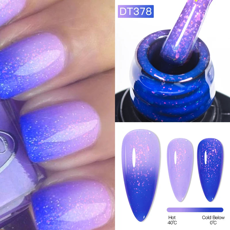 MEET ACROSS 75 Colors Thermal Nail Gel Polish 3 Colors Changing Nail Art Supplies for Manicure DIY Design Long Lasting UV/LED