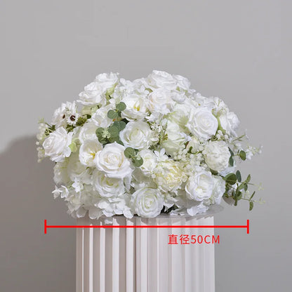 Customized hydrangea Rose Aritificial Flower Ball Road Leading White Silk Flower Ball Wedding Decoration Table Centrepiece decor