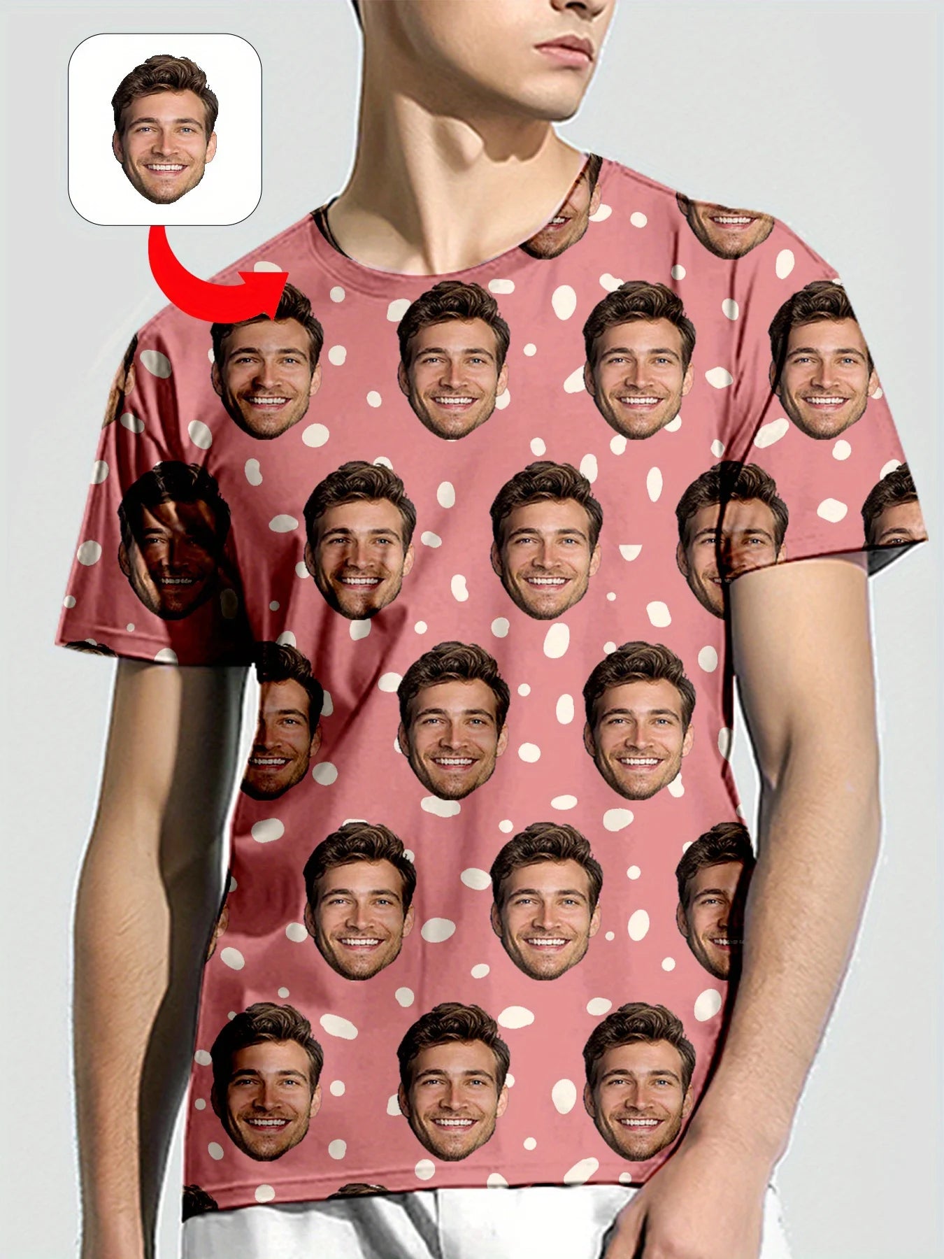 Men's 3d Custom Facial Printing T-Shirt Full Picture Custom Round Neck Short Sleeve Custom Exclusive Pattern Summer Gift