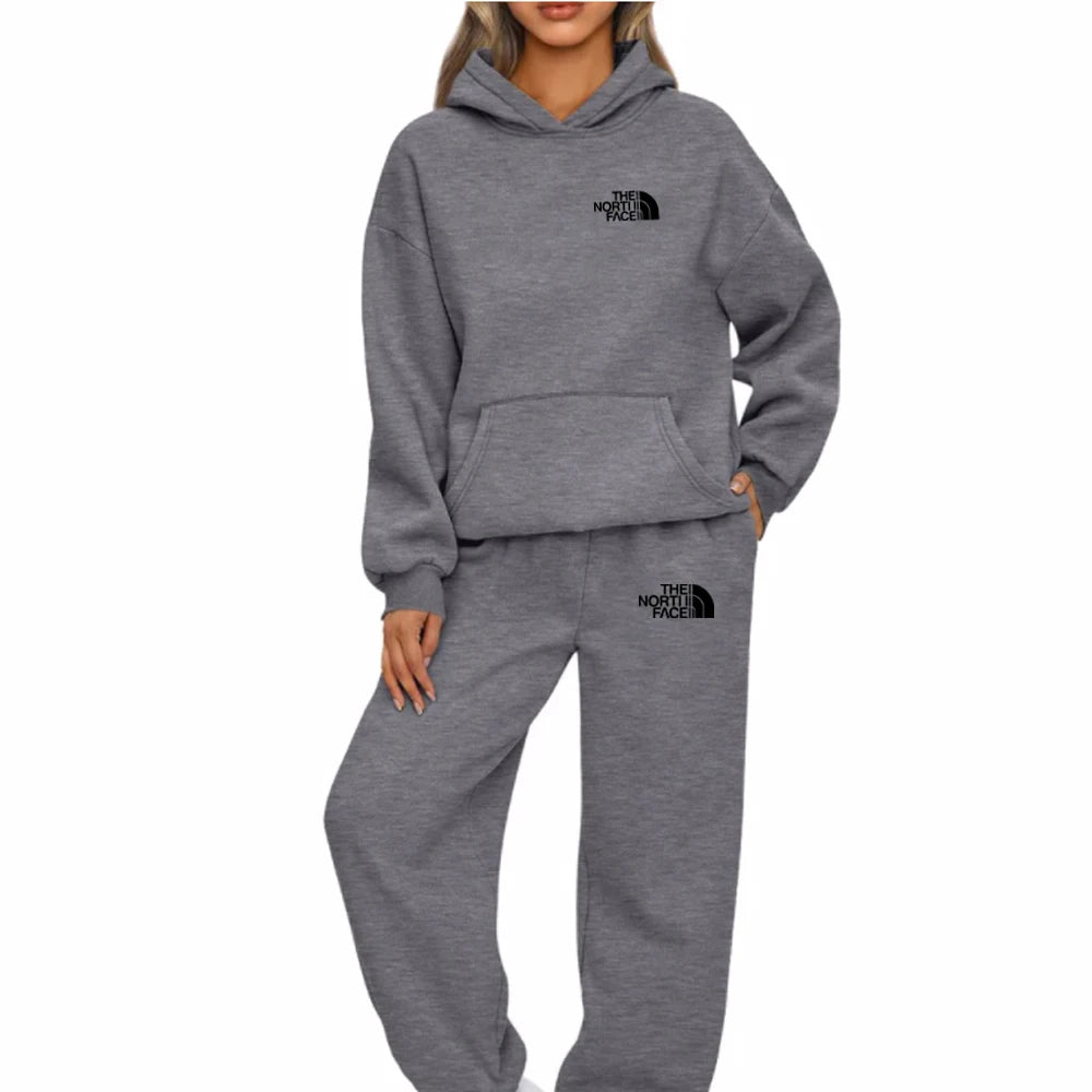 Women Hoodies Two Piece Sets High Quality Printing Hooded mans Sweatshirt Sweatpants Casual Suit Female Outwear and Trousers