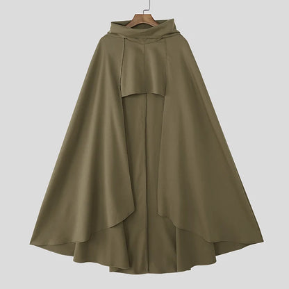 INCERUN Men Cloak Cape Solid Color Loose Casual Male Irregular Trench Streetwear 2025 Fashion Coats Long Style Ponchos Men