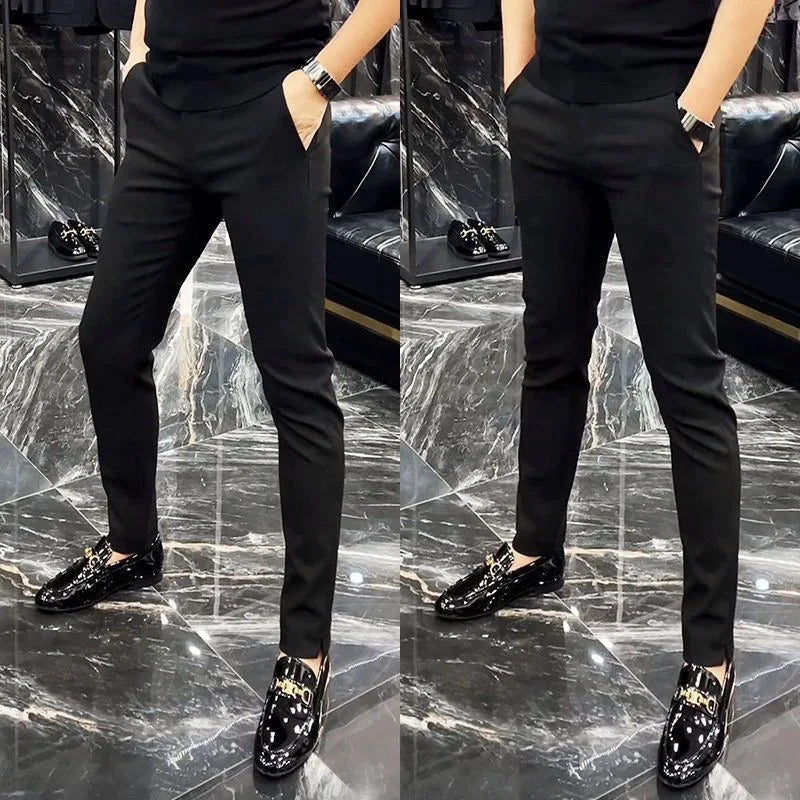 2025 Men's Spring Summer Fashion Business Casual Long Pants Suit Pants Male Elastic Straight Formal Trousers Plus Big Size 29-38
