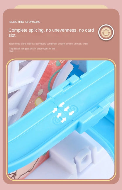 Electric Duck Track Rail Racing Slide Duckling Climbing Stairs Baby Toy LED Lights Musical Slide Roller Coaster Toys for Gift