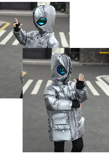 Boys Down Jacket Coat Overcoat Cotton 2022 Sliver Warm Plus Thicken Winter  Teenager Children's Clothing