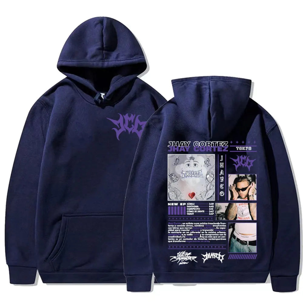 Rapper Jhay Cortez Jhayco Album 2025 Tour Merch Hoodies Harajuku Hip Hop Punk Sweatshirts Casual Comfort Fleece Pullovers Hoodie