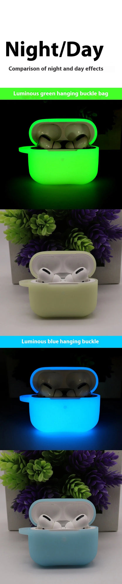 For airpods 1or2 case airpods pro 2 airpods 3 Bluetooth earphone silicone luminous protective case fluorescent earphone case