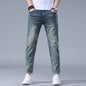 Classic five bag denim Ankle length Slim Fit Small Legs Skinny Men Stretch Jeans Vintage Men's Cropped  9 Points Retro Pants new