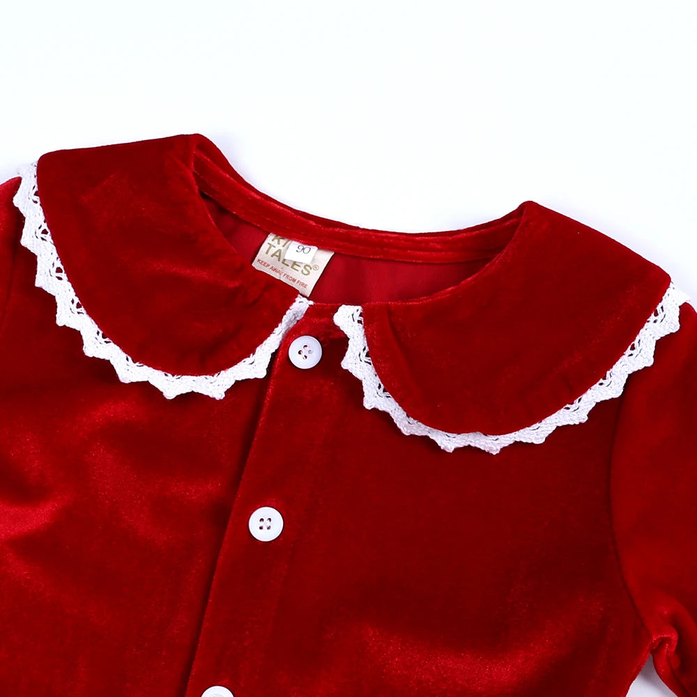 2025 Custom Christmas Pyjamas For Family Red Velvet Warm Kids Sets Boy Girl Clothes Xmas Set Children Costume Casual Homewear