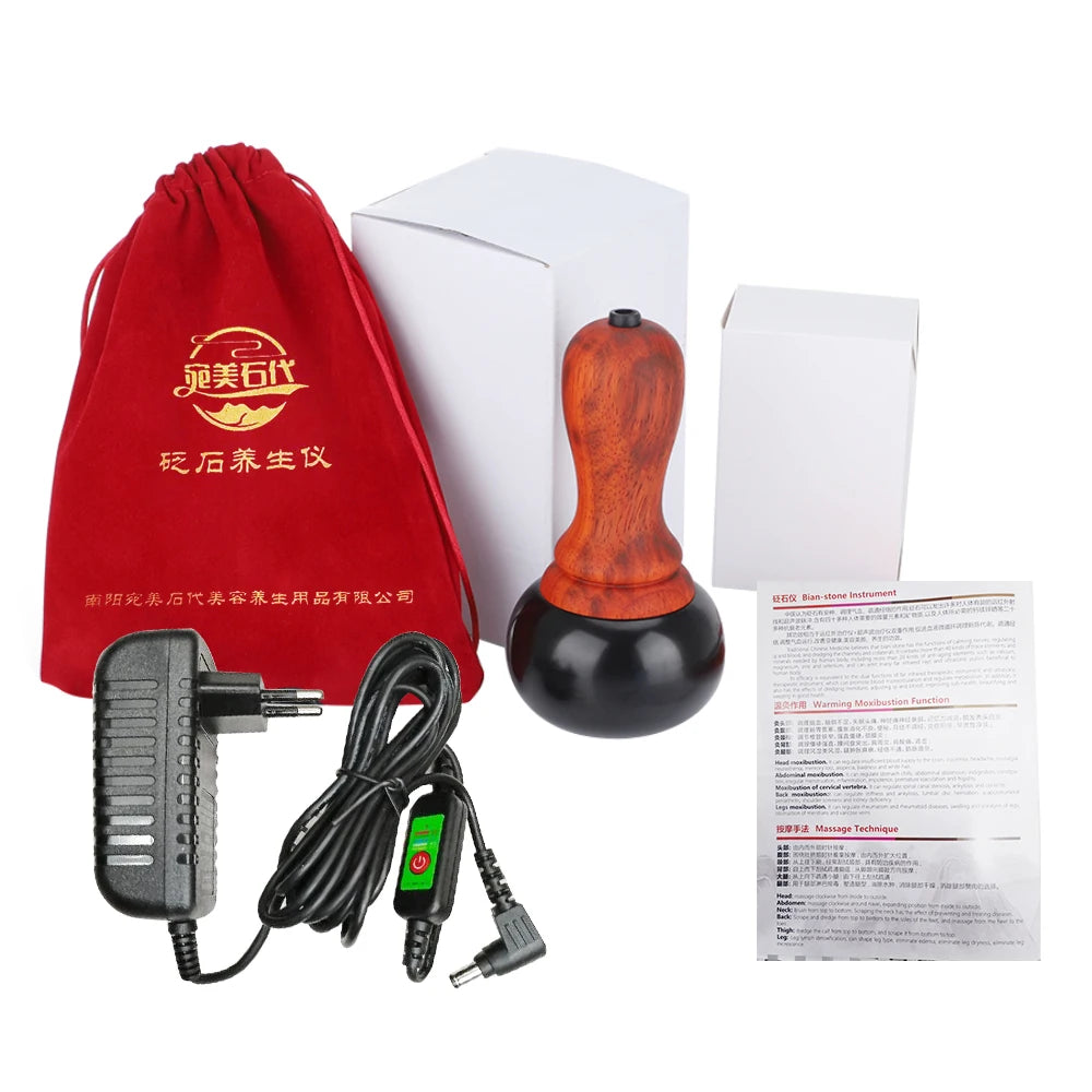 Electric Meridian Bianstone Warming Moxibustion Device Hot Stone Scraping SPA Guasha Massage Machine