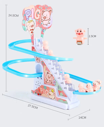 Electric Duck Track Rail Racing Slide Duckling Climbing Stairs Baby Toy LED Lights Musical Slide Roller Coaster Toys for Gift