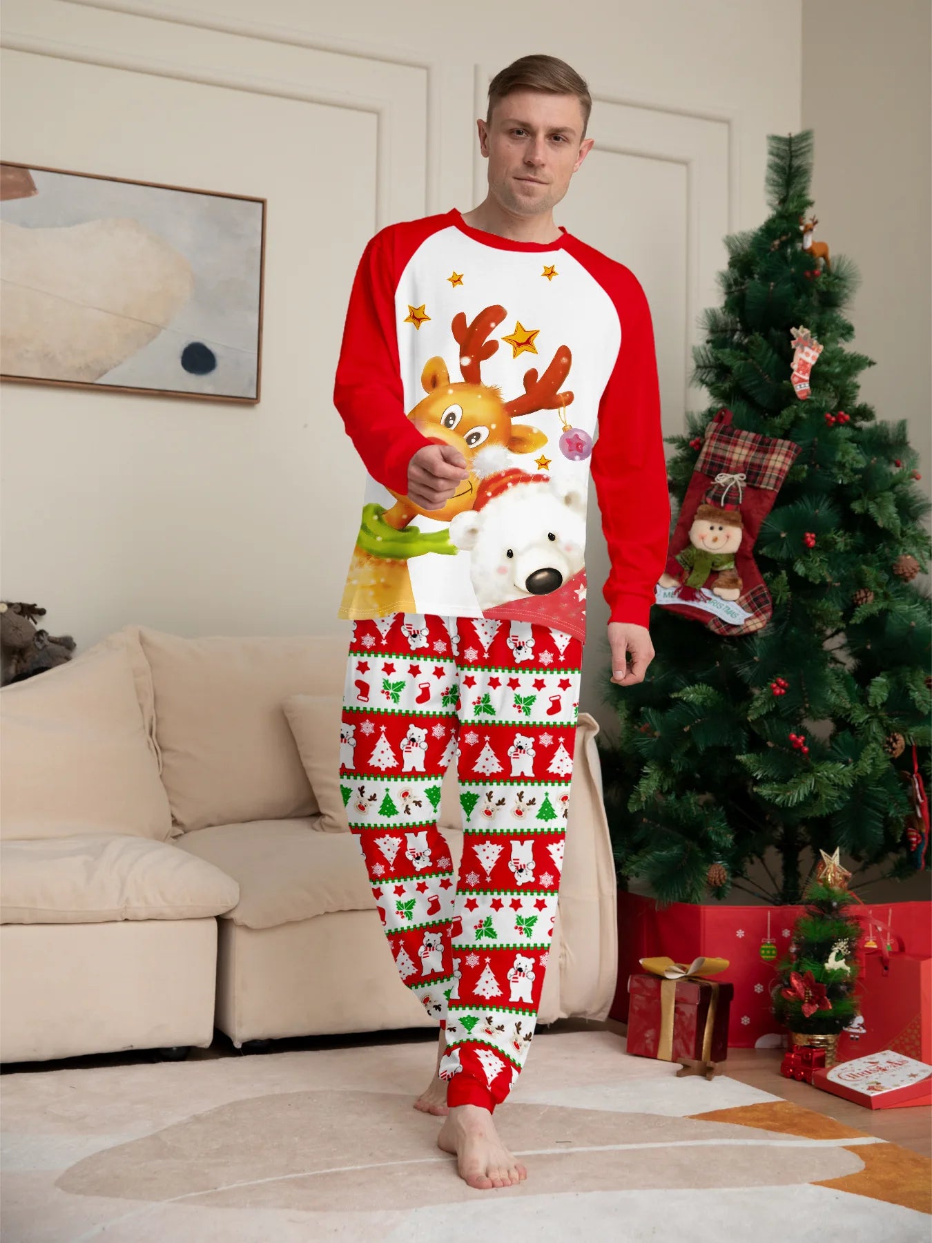 Christmas Family Matching Outfits Pajamas Clothing Sets 2024 Cartoon Print Mother Kid Baby Xmas Family Look Sleepwear Pyjamas