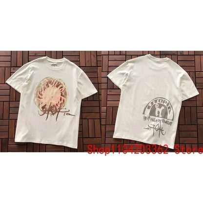 Real Photo CACTUS JACK T-shirt Vintage Grey-green Back Letter Logo Foaming Print Short Sleeve Men Women Cactus Jack Tops Tee