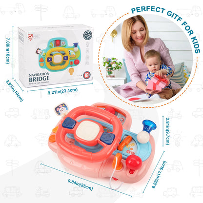 Baby Electric Steering Wheel for Stroller Simulate and Car Seats Driving Vocal Toys Educational Toys for 0-36 Months Toddlers
