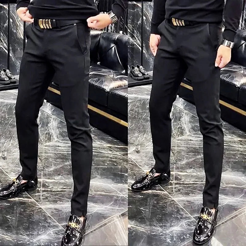 2025 Men's Spring Summer Fashion Business Casual Long Pants Suit Pants Male Elastic Straight Formal Trousers Plus Big Size 29-38