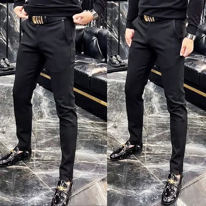 2025 Men's Spring Summer Fashion Business Casual Long Pants Suit Pants Male Elastic Straight Formal Trousers Plus Big Size 29-38