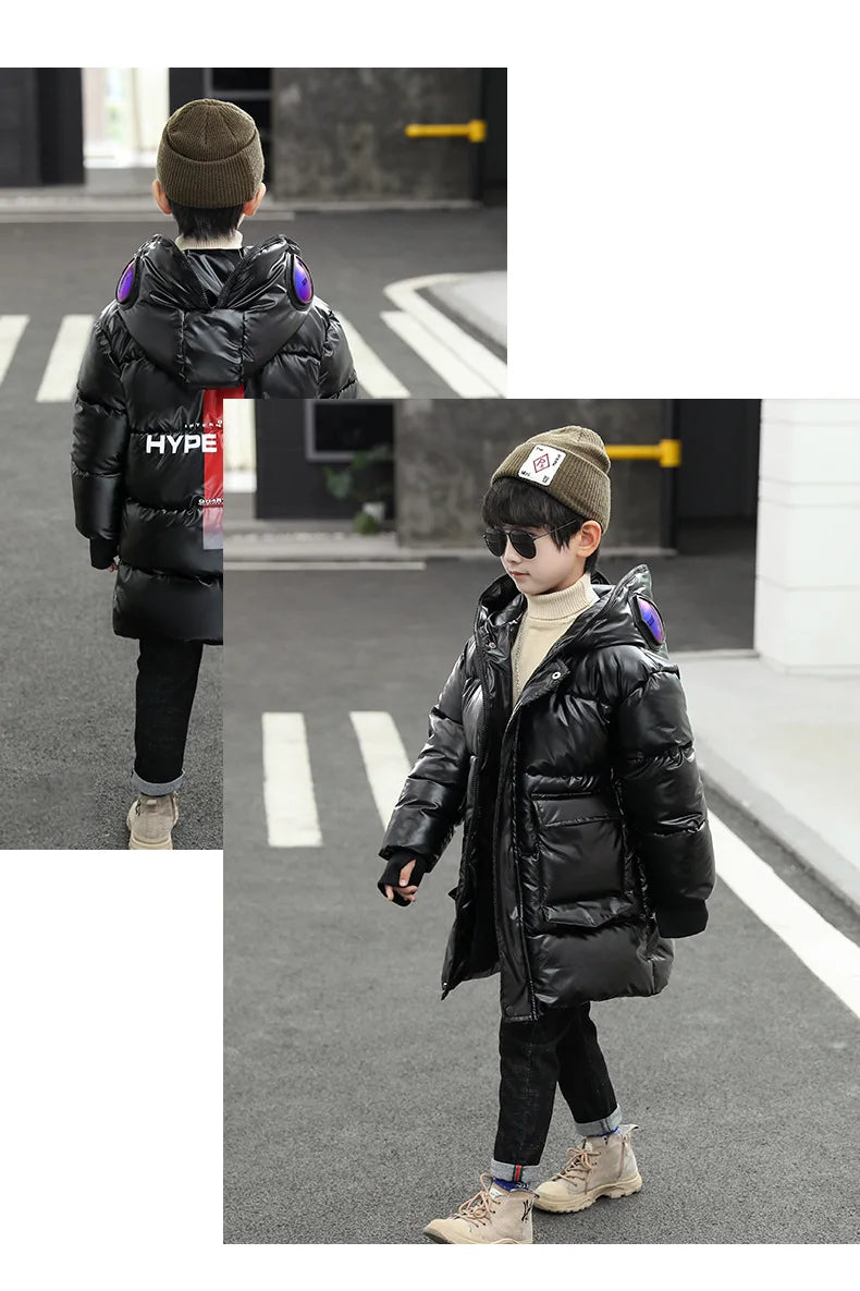 Boys Down Jacket Coat Overcoat Cotton 2022 Sliver Warm Plus Thicken Winter  Teenager Children's Clothing