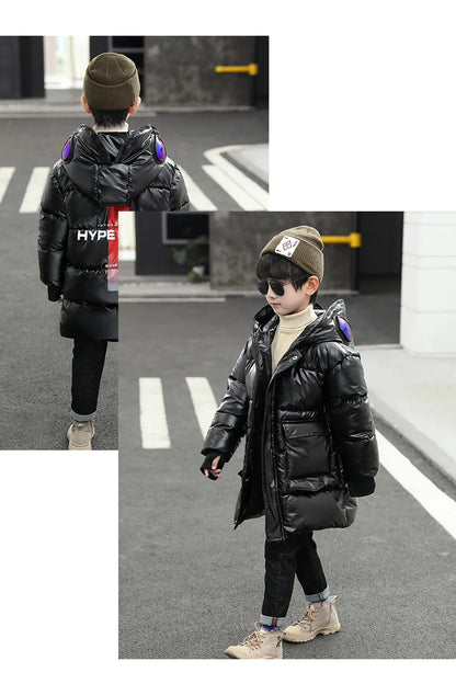 Boys Down Jacket Coat Overcoat Cotton 2022 Sliver Warm Plus Thicken Winter  Teenager Children's Clothing