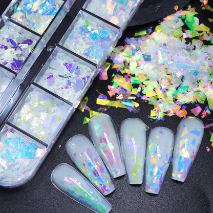 Iridescent Irregular Nail Glitter Flakes Nail Art Decoration AB Mermaid Broken Glass Foil For Manicure Design Nails Accessories