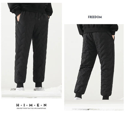 Thick Warm Pants Men Winter Windproof Outdoor Sports Trousers Men's Pants Fleece Lining Winter Thicken Fleece Sweatpants for Men