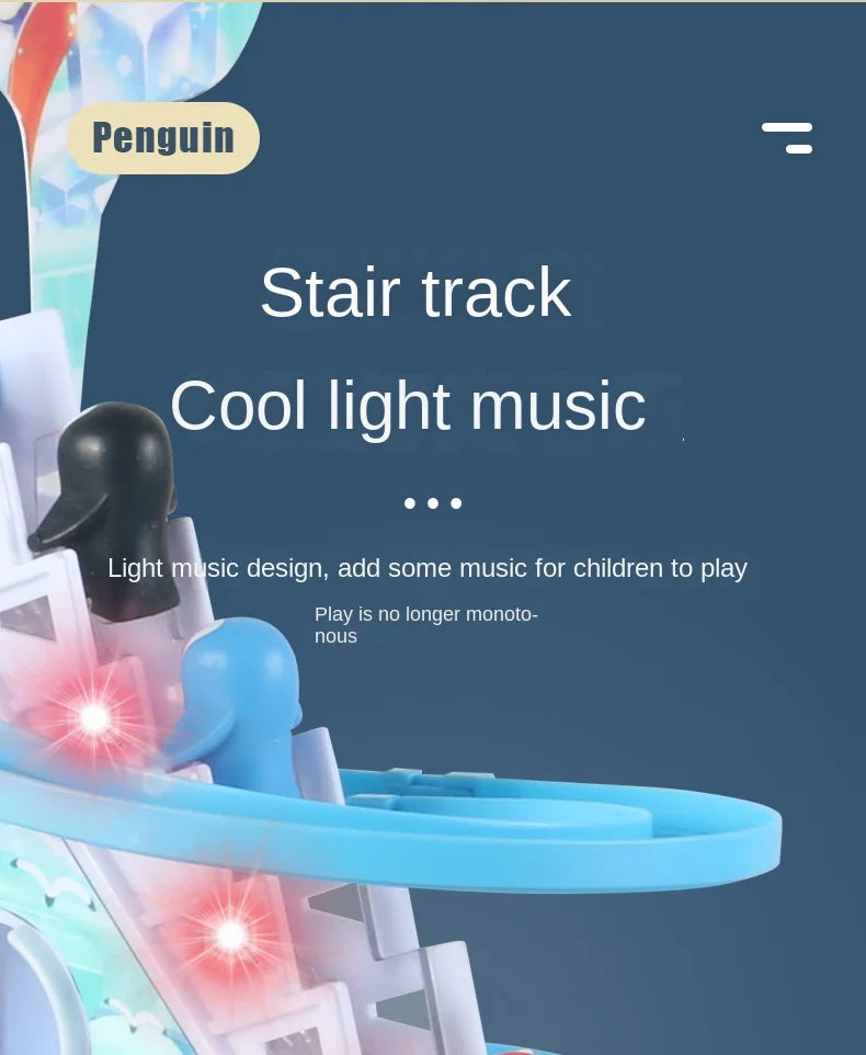 Electric Duck Track Rail Racing Slide Duckling Climbing Stairs Baby Toy LED Lights Musical Slide Roller Coaster Toys for Gift