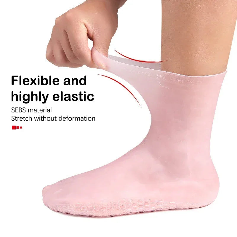 2Pcs Silicone Moisturizing Foot Socks for Dry Cracked Feet Foot Spa Treatment Socks Moisturizing Gel Socks Pedicure Foot Care