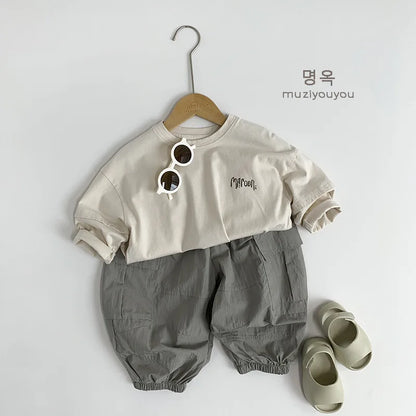 2025 Summer New Children Casual Pants Vintage Girls Cargo Pants Solid Boys Trousers Thin Cotton Kids Mosquito Pants Baby Clothes
