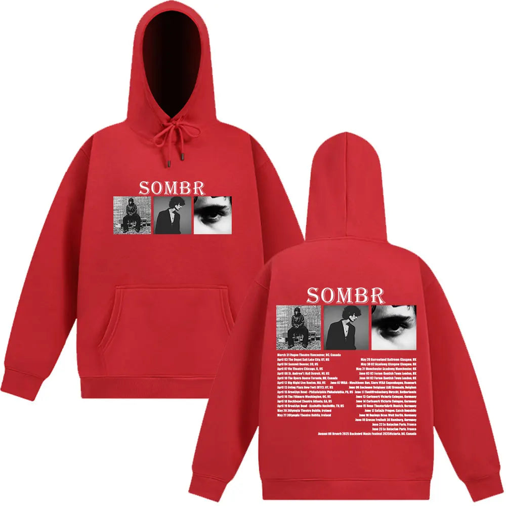Sombr Merch Live 2025 Tour Hoodie Men Women Fashion Pullover Long-sleeved Loose Casual Oversized Hip-hop Sportswear Streetwear