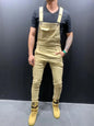 Men's Tie Dye Denim Overalls, Fashionable Slim Fit and Slimming Pants, Solid Color New Style Mens Jeans